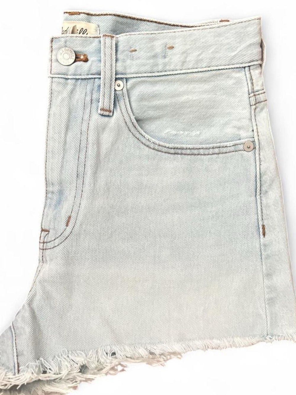 Madewell Light Wash Frayed Hem Denim Shorts -
